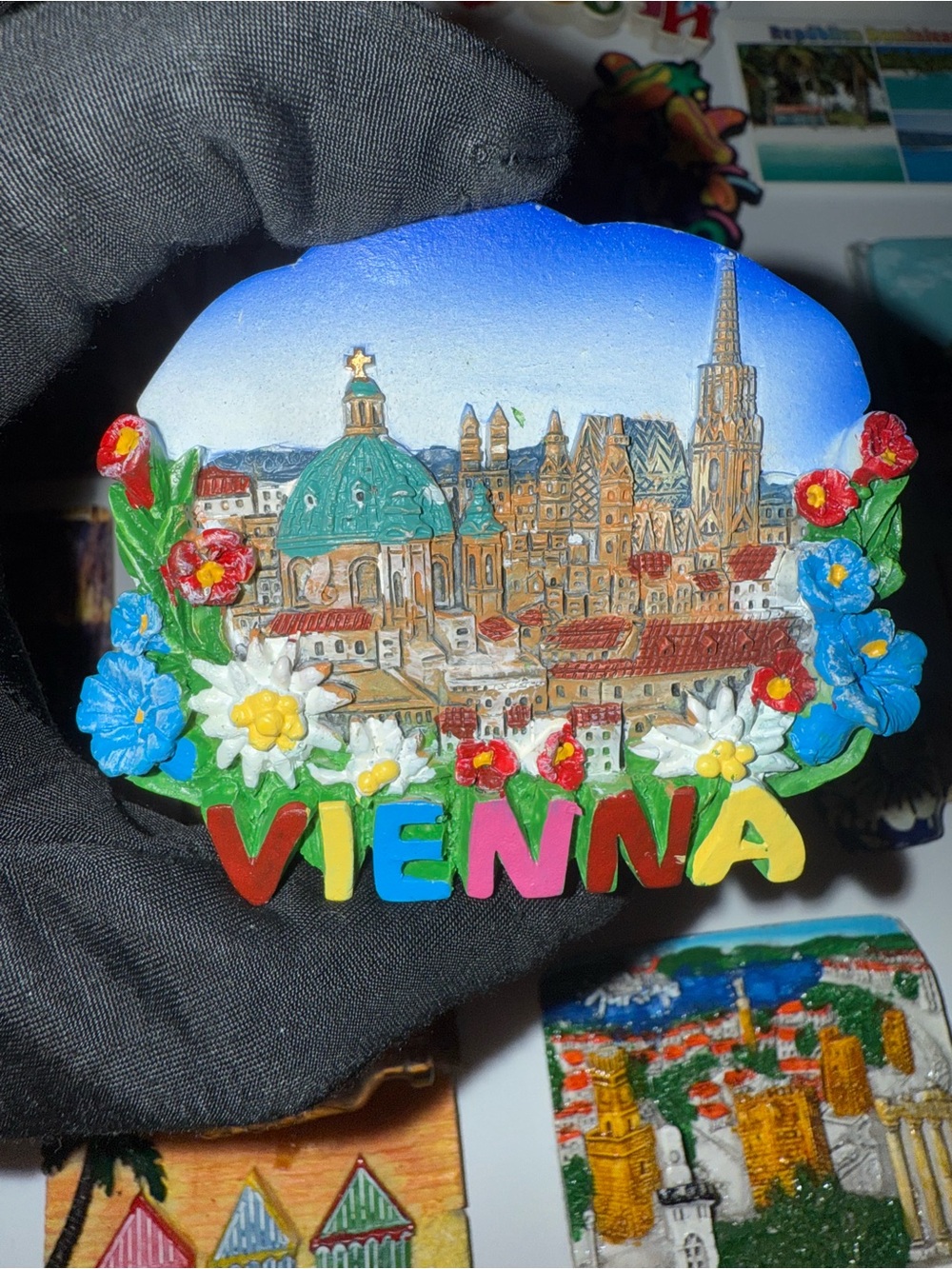 Tourism Souvenir Ceramic Fridge Magnet Europe Vienna Floral City